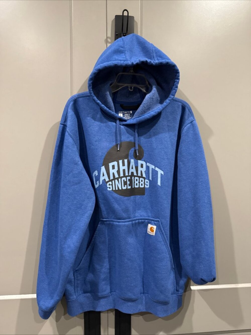 Carhartt Blue Hoodie Sweatshirt Size Adult Large Loose Fit